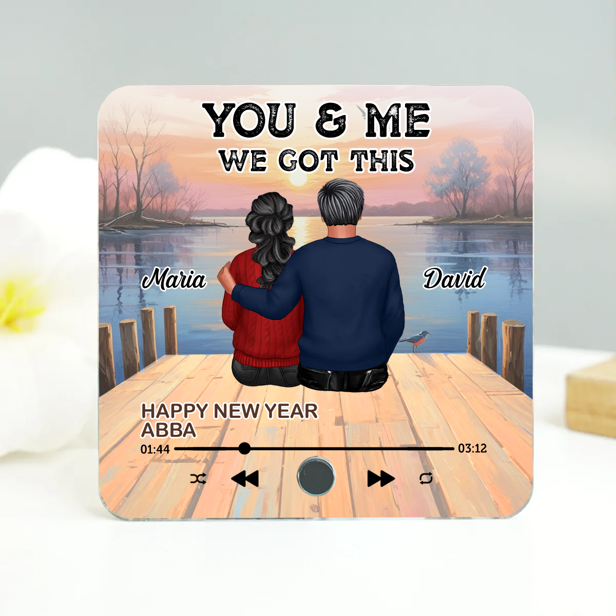 Couple Sitting Together Personalized Music Fridge Magnet, Heartfelt 2025 Valentine's Day Gift For Couple, For Him, For Her, Boyfriend, Girlfriend, Husband, Wife