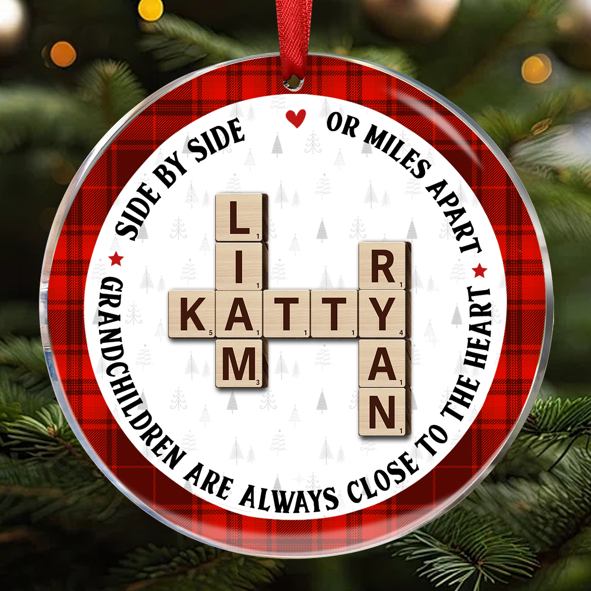 The Love Between A Grandma And Her Grandkids Is Forever, Crossword Puzzle Personalized Acrylic Ornament