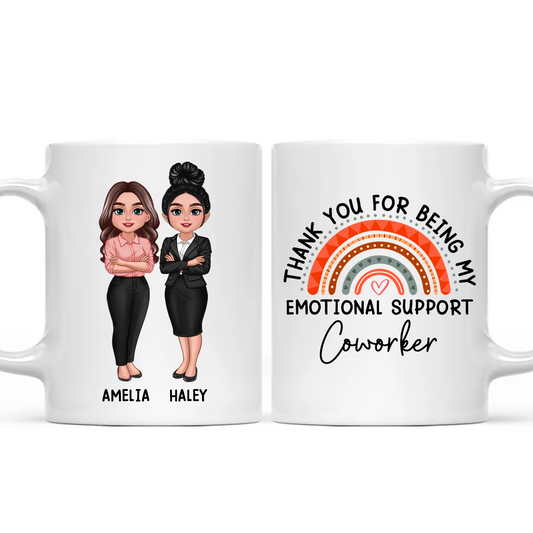 Thank You For Being My Emotional Support Coworker Gift For Colleagues Personalized Mug