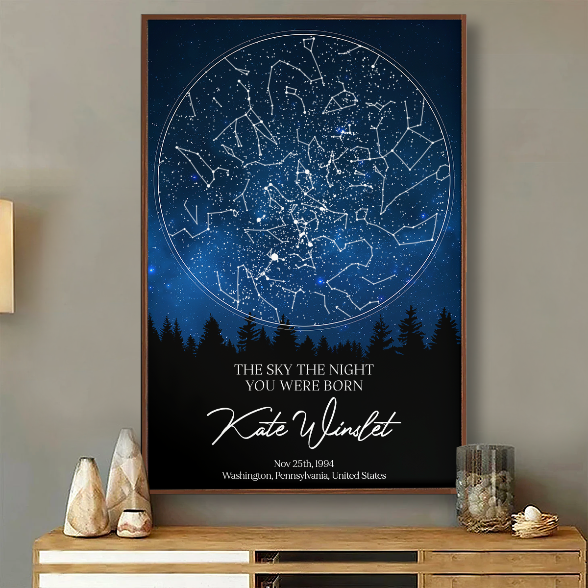 The Stars on the Night You Were Born Custom Star Map, Heartfelt Gift for Husband, Wife, Daughter, Son, Granddaughter, Grandson, Birthday Gift