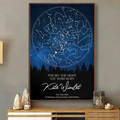 The Stars on the Night You Were Born Custom Star Map, Heartfelt Gift for Husband, Wife, Daughter, Son, Granddaughter, Grandson, Birthday Gift