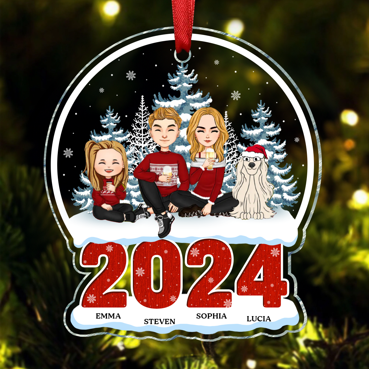 2024 Christmas Family A Whole Lot Of Love - Personalized Custom Shaped Acrylic Ornament