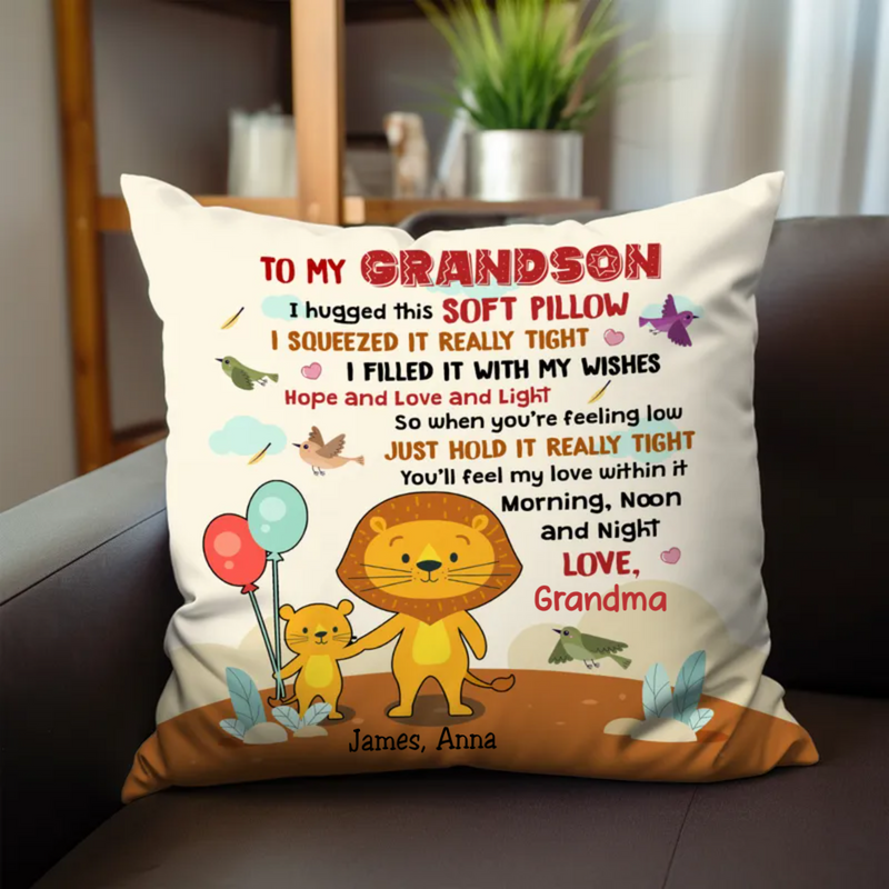 Family - Grandson Lion Personalized Pillow
