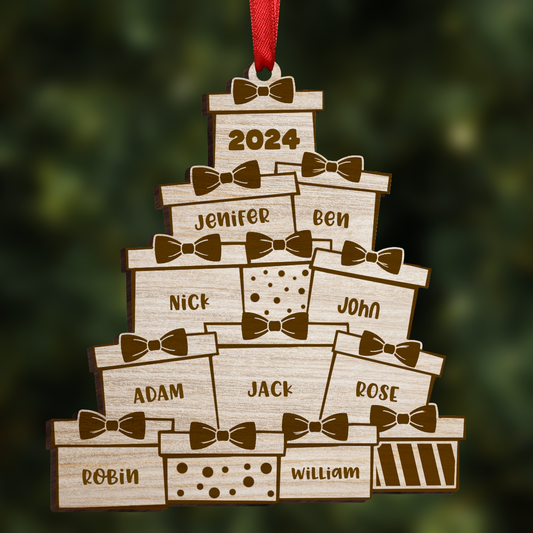 Christmas Presents - Personalized Wooden Cutout Ornament