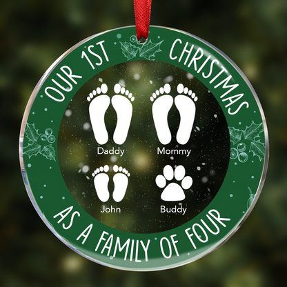 First Christmas As A Family - Personalized Circle Acrylic Ornament