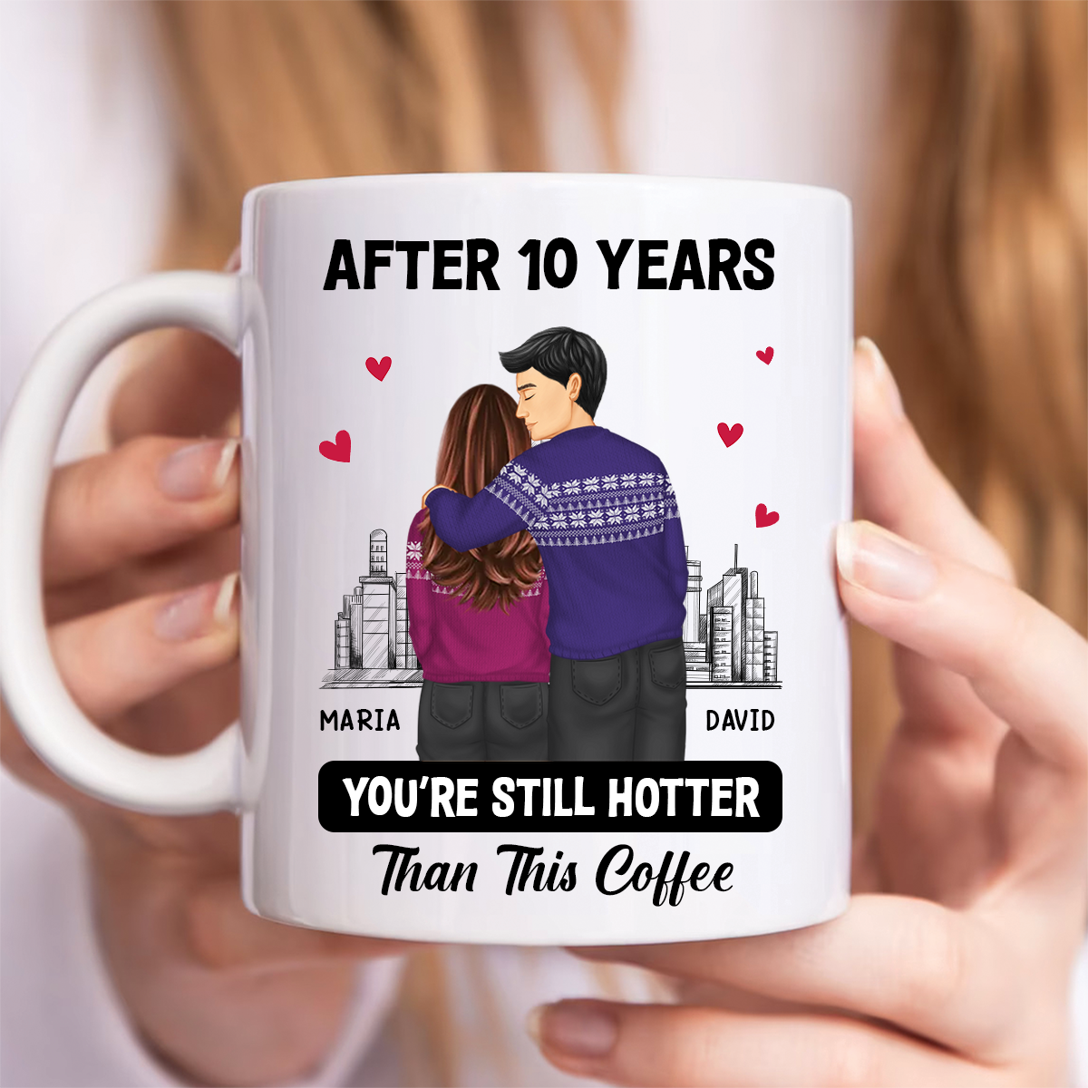 Forehead Kissing Couple After Years Hotter Than This Coffee - Personalized Mug