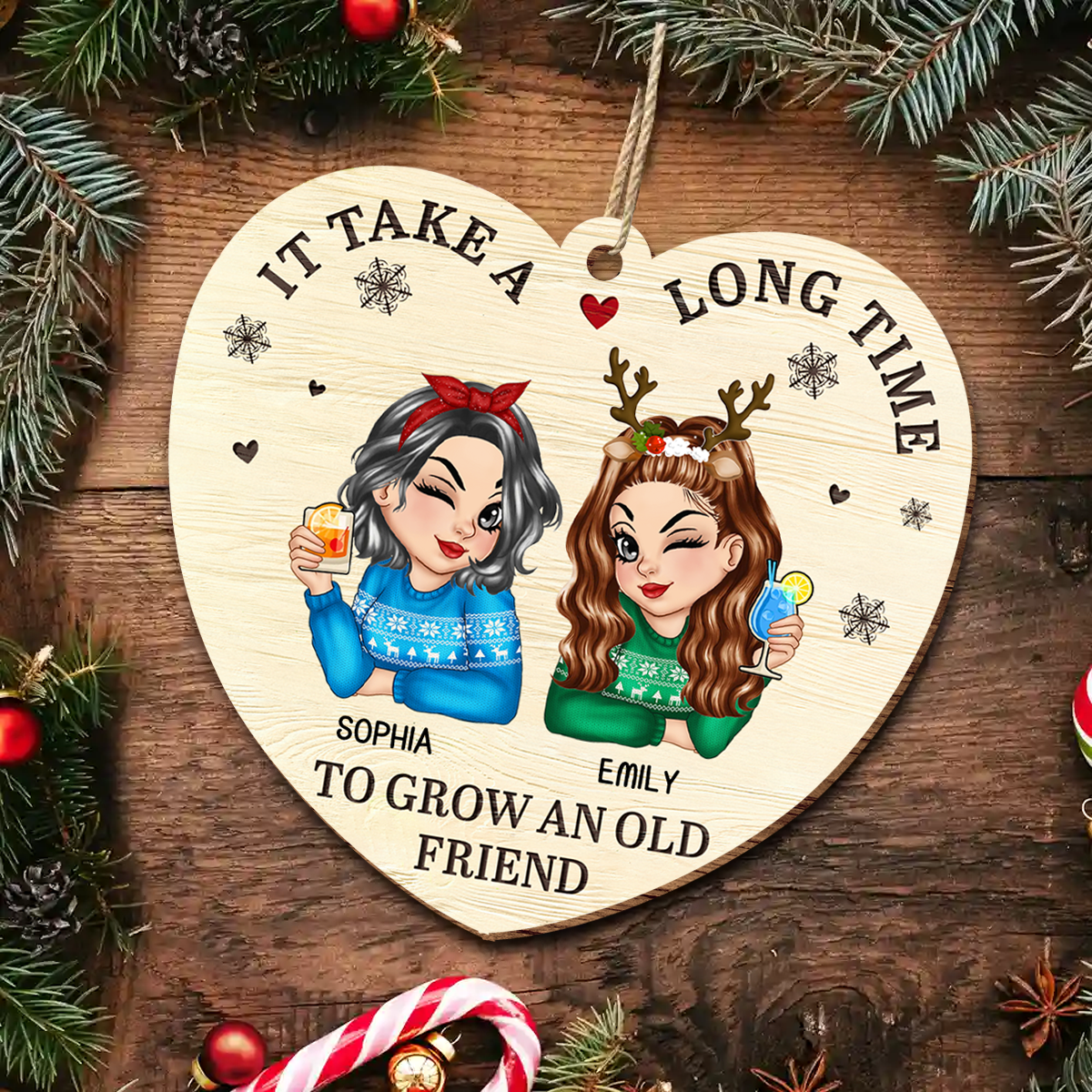 It Takes A Long Time To Grow An Old Friend Christmas - Personalized Custom Shaped Wooden Ornament