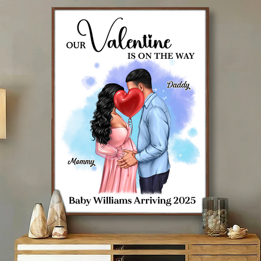 Kissing Couple, Expecting Parents, Pregnancy Couple Personalized Poster, Valentine's Day Gift, Pregnancy Announcement