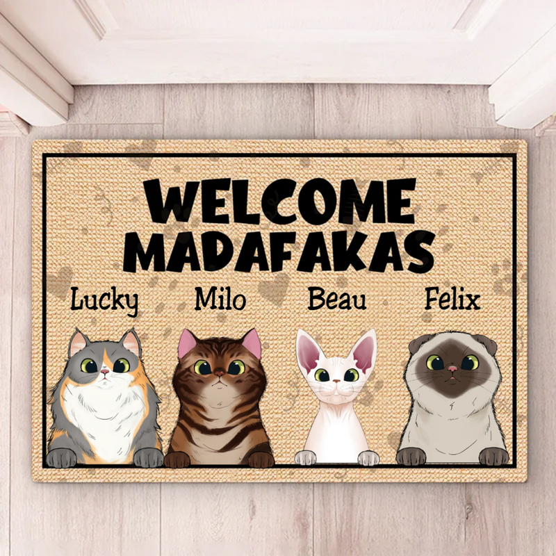 Cat Lovers - Welcome Madafakas - Personalized Doormat