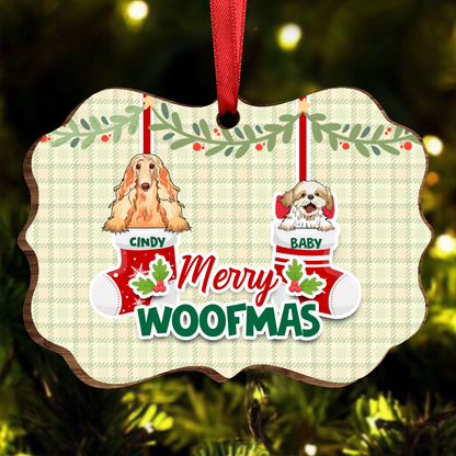 Dogs Merry Woofmas Peeking Dogs Personalized Christmas Ornament