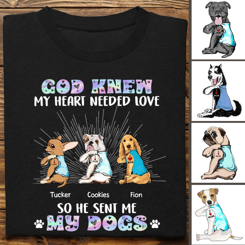 Dog Lovers - God Sent Me My Dogs - Personalized Unisex T-Shirt