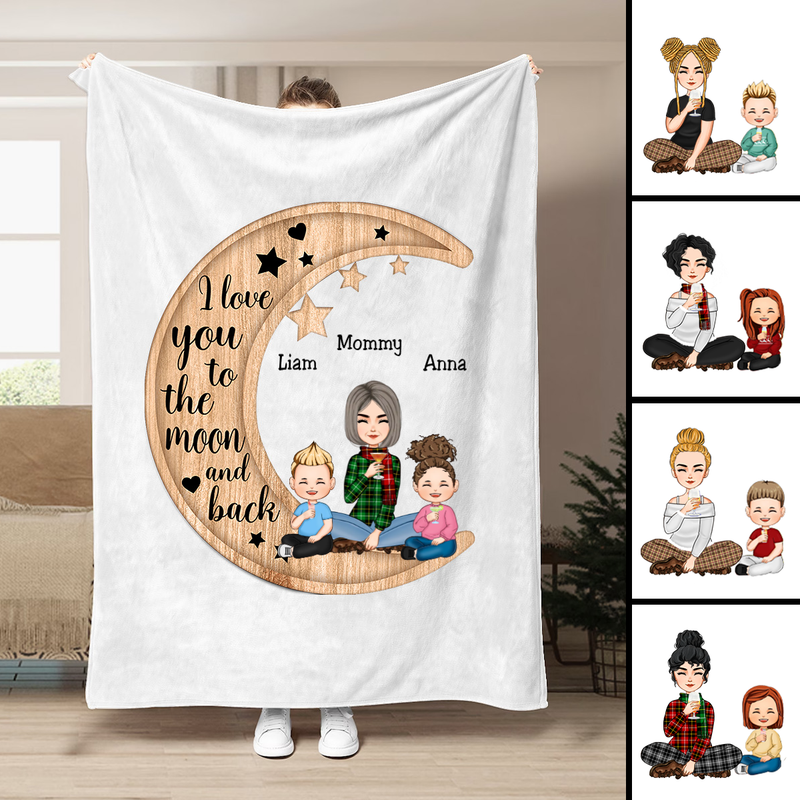 Mother - I Love You To The Moon And Back - Personalized Blanket (M9)