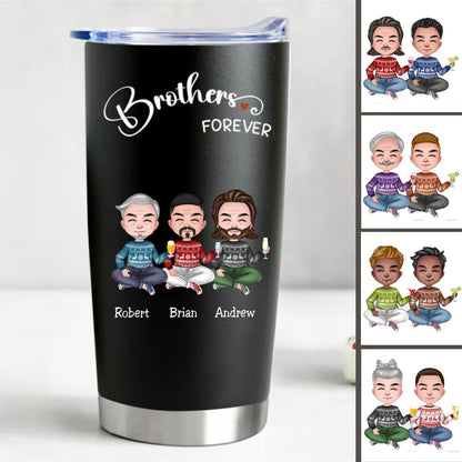 20oz Forever Brothers - Personalized Steel Tumbler (BL) - Makezbright Gifts