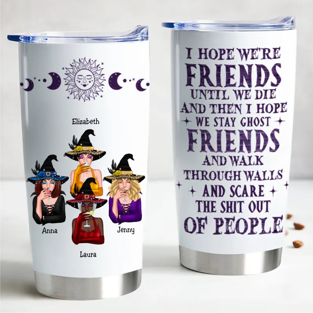 20oz Forever Friends Personalized Stainless Steel Tumbler - Makezbright Gifts