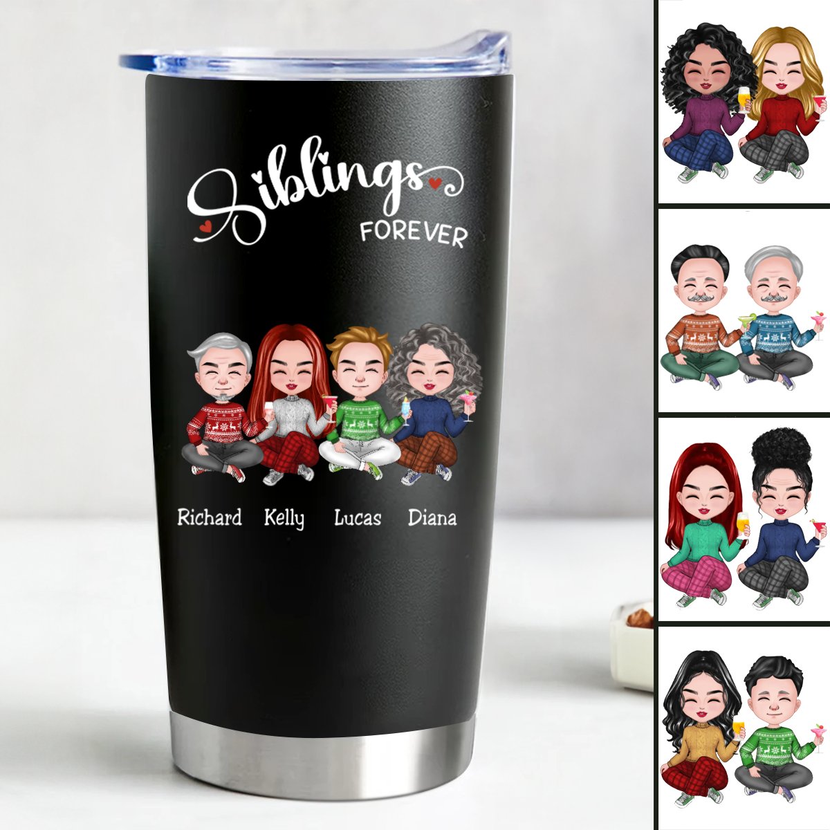 20oz Insulated Stainless Steel Tumbler - Siblings Forever (Z10) - Makezbright Gifts