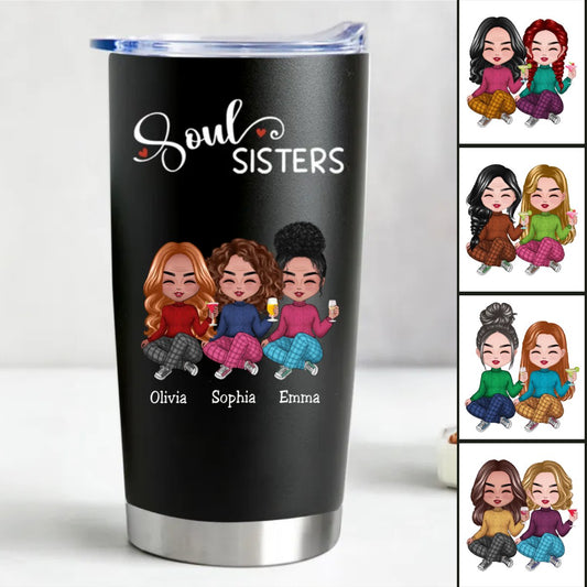 20oz Personalized Soul Sisters Insulated Tumbler (BL) - Makezbright Gifts