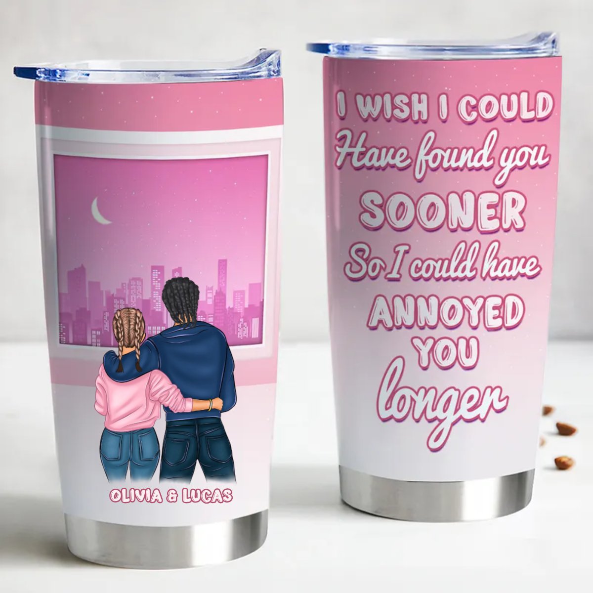 20oz Personalized Stainless Steel Insulated Tumbler - Annoyance - Free Sipping Companion - Makezbright Gifts