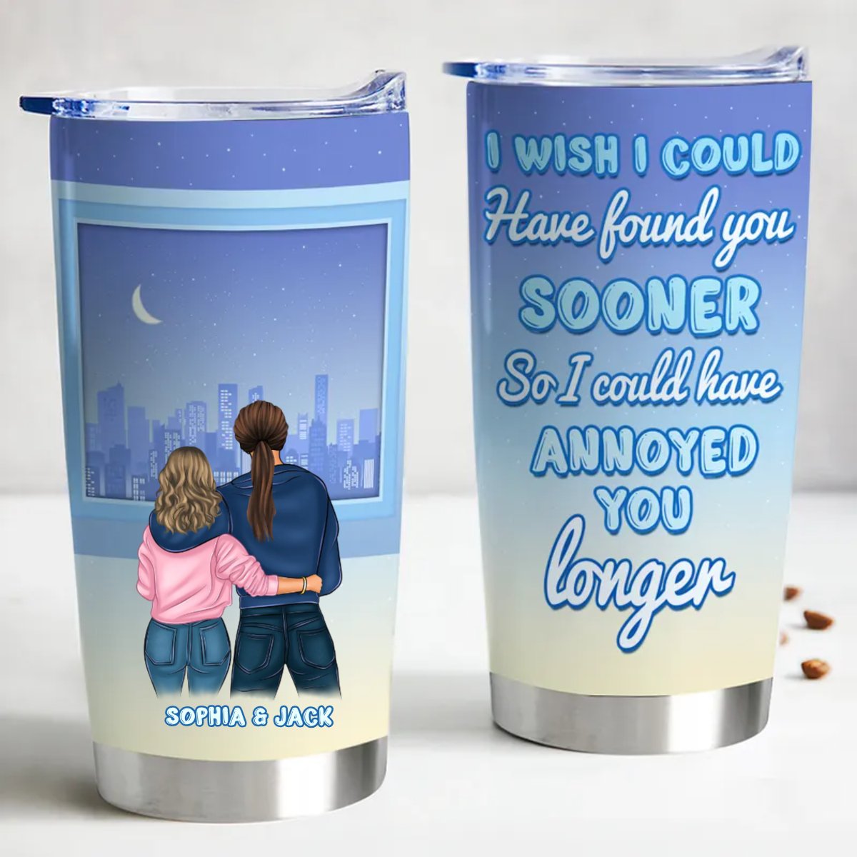 20oz Personalized Stainless Steel Insulated Tumbler - Annoyance - Free Sipping Companion - Makezbright Gifts