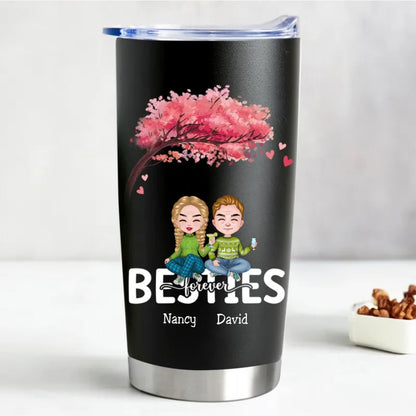 20oz Personalized Stainless Steel Tumbler - Besties Forever (TC) - Makezbright Gifts