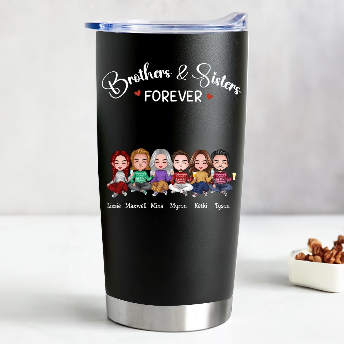 20oz Personalized Stainless Steel Tumbler - Sibling Love Edition - Makezbright Gifts