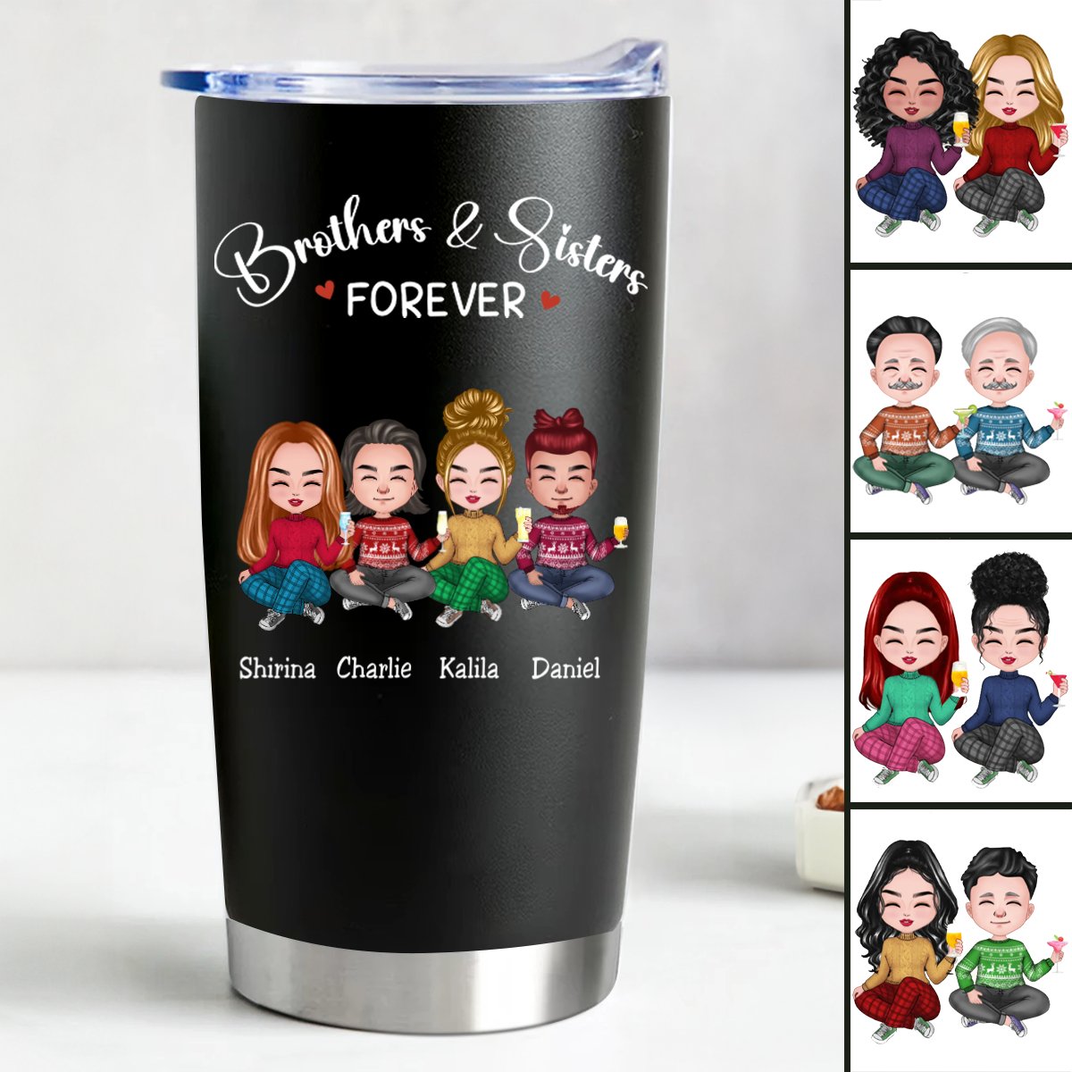 20oz Personalized Stainless Steel Tumbler - Sibling Love Edition ...