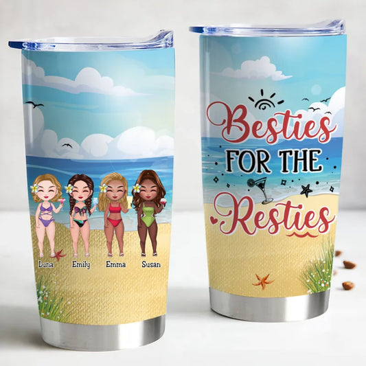 20oz Personalized Stainless Steel Tumbler - Sisters Forever Drinkware - Makezbright Gifts