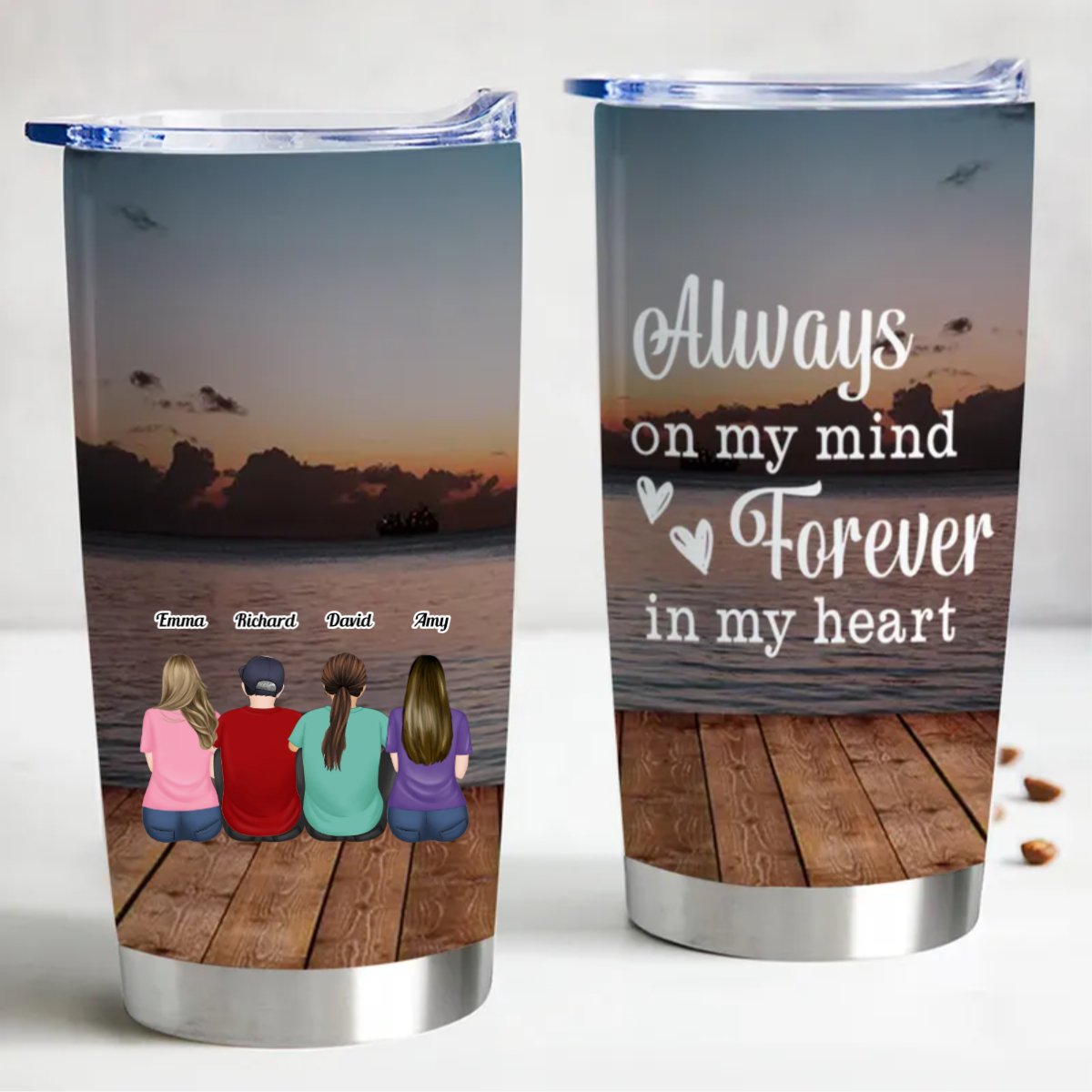 20oz Personalized Tumbler - Always On My Mind Forever In My Heart - Makezbright Gifts