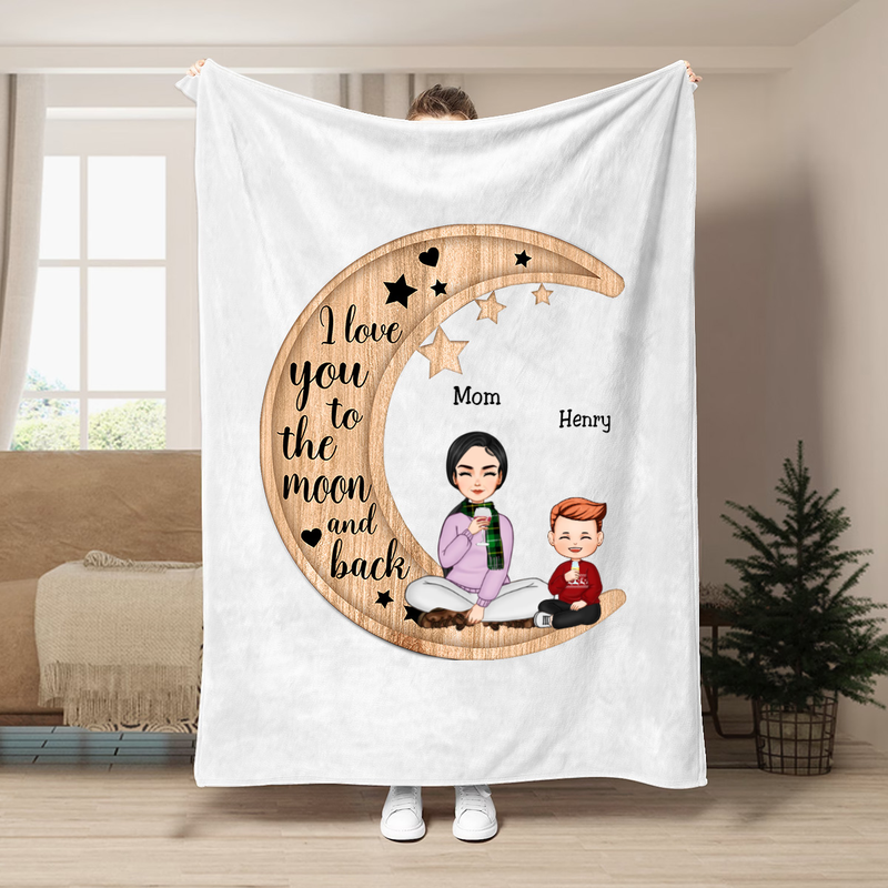 Mother - I Love You To The Moon And Back - Personalized Blanket (M9)
