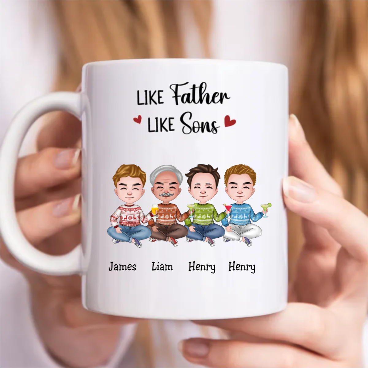 Father's Day - Like Father Like Sons - Personalized Mug