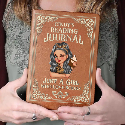 A Girl Who Loves Books Reading Journal - Personalized Leather Journal