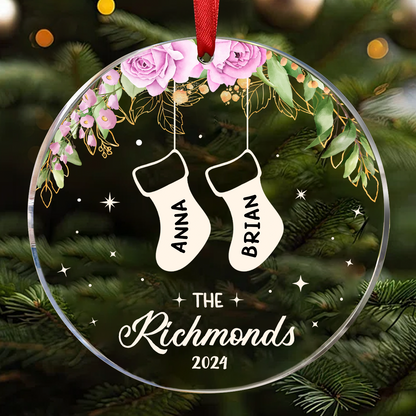 Family Christmas Stocking - Personalized Circle Acrylic Ornament