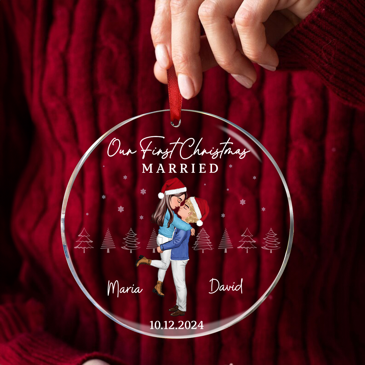 Our First Christmas Engaged Married, Newly Engaged Married Couple Personalized Ornament