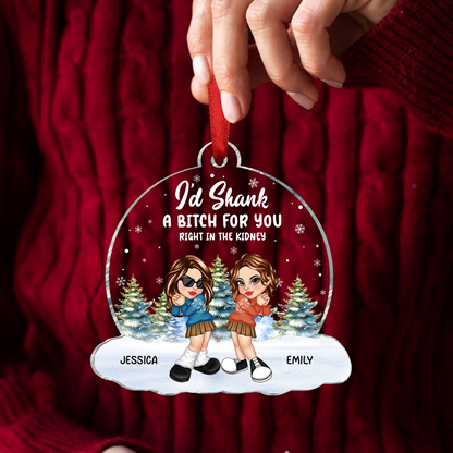 Christmas Bestie I'd Shank For You - Personalized Custom Shaped Acrylic Ornament