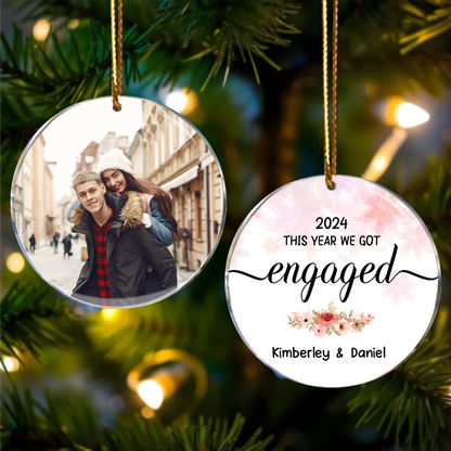 First Christmas Engaged Personalized Photo Ornament, Keepsake Engagement Gift Personalized Picture