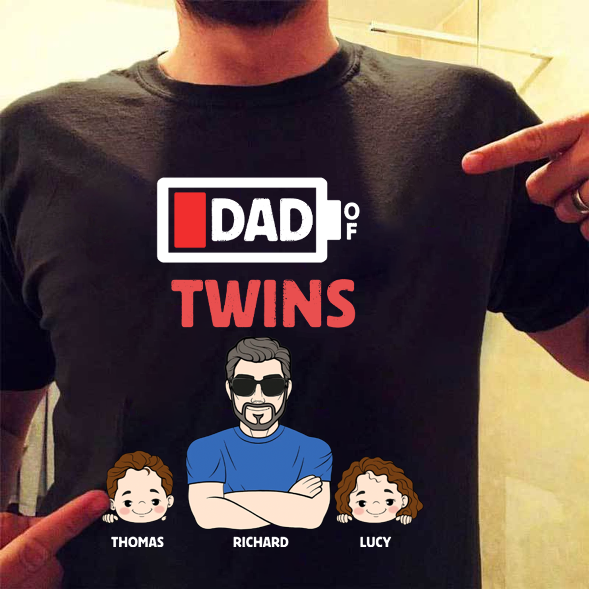 Dad Of Twins - Personalized T Shirt