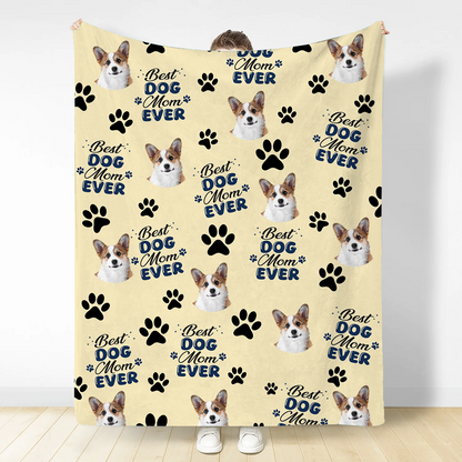 Custom Photo Best Dog Mom Dog Dad Cat Dad Cat Mom - Personalized Fleece Blanket