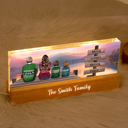 Family A Little Whole Lot of Love Sign Posts Personalized Acrylic Block LED Night Light, Home Decoration, Gift For Family