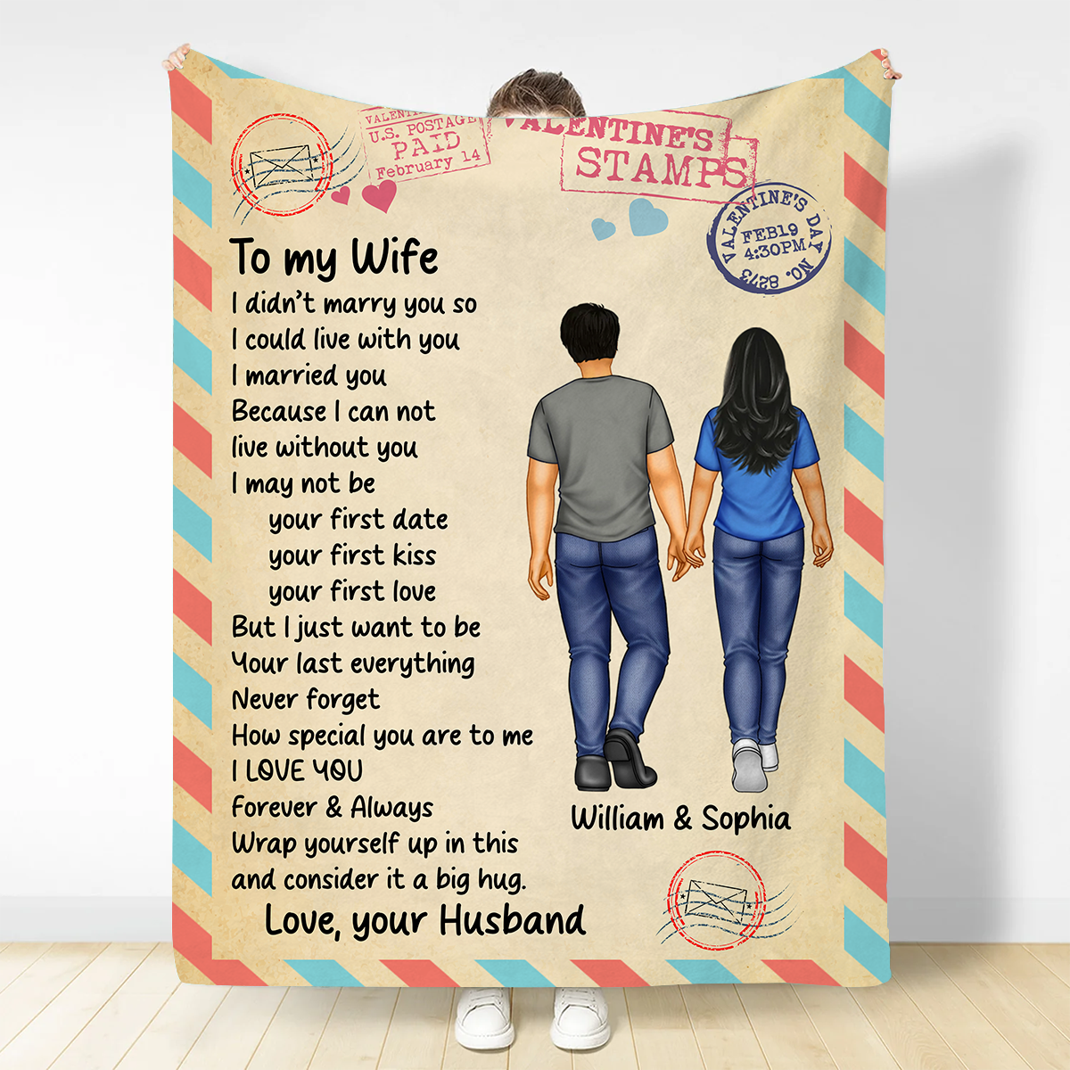 Couple Airmail Wrap Yourself Up In This - Personalized Fleece Blanket