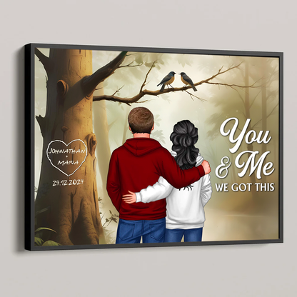 Couple Birds On Tree Personalized Poster, Anniversary, Valentine's Day Gift for him, Gift for her