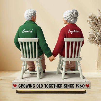 3D Effect Eternal Love Couple Growing Old Together Personalized Standing Wooden Plaque, Heartfelt Gift For Couple, For Him, For Her, Husband, Wife