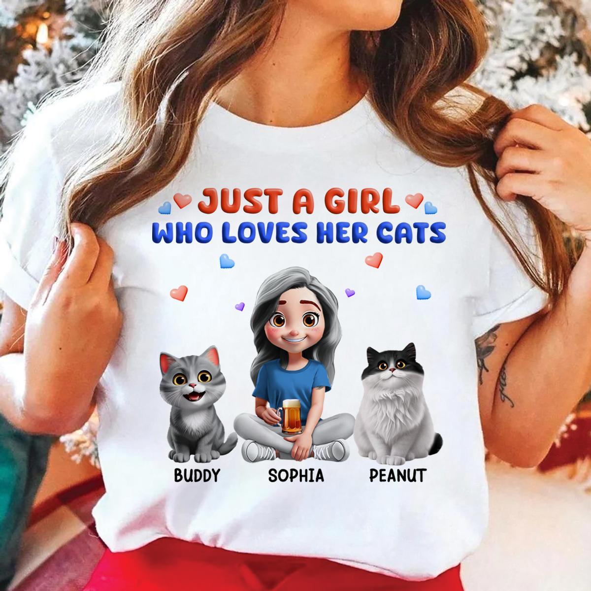 Just A Girl Who Loves Her Cats - Personalized T Shirt