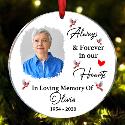 Custom Photo In Loving Memory Christmas Memorial - Personalized Circle Ornament