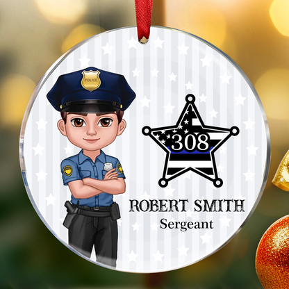 Police Christmas Personalized Acrylic Ornament, Office Decor, Appreciation Gift, Christmas Gift For Law Enforcement