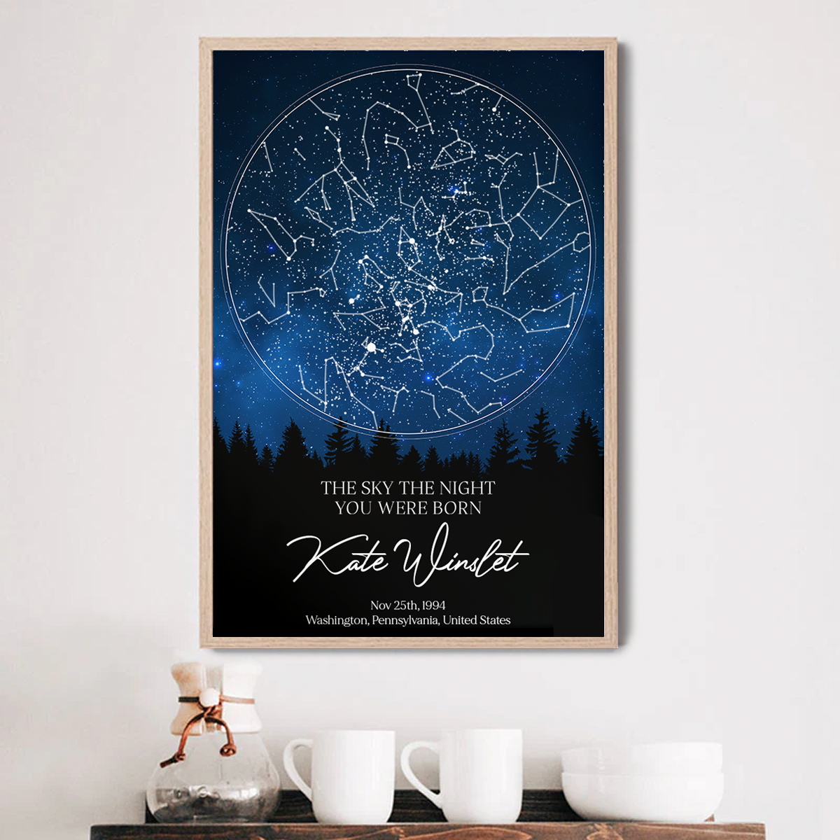 The Stars on the Night You Were Born Custom Star Map, Heartfelt Gift for Husband, Wife, Daughter, Son, Granddaughter, Grandson, Birthday Gift