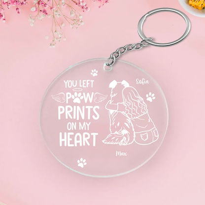 Dog Memorial Outline Personalized Acrylic Keychain