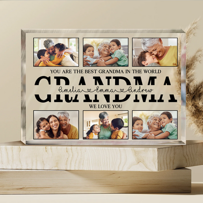 Custom Photo You Are The Best Grandma In The World - Family Personalized Custom Rectangle Shaped Acrylic Plaque - Gift For Mom, Grandma