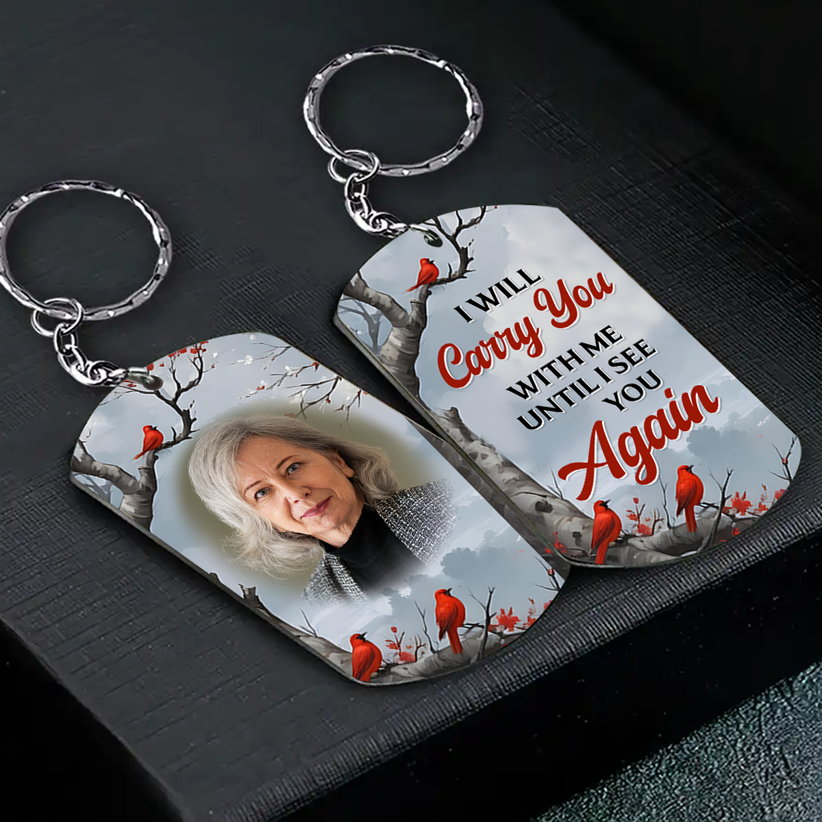 Custom Photo I'll Carry You - Memorial Gift For Family, Siblings, Friends - Personalized Aluminum Keychain