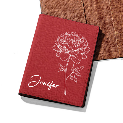 Birth Month Flower - Personalized Passport Cover, Passport Holder