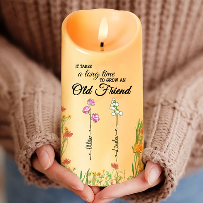 Birth Flower Grow An Old Friend - Personalized Flameless LED Candle