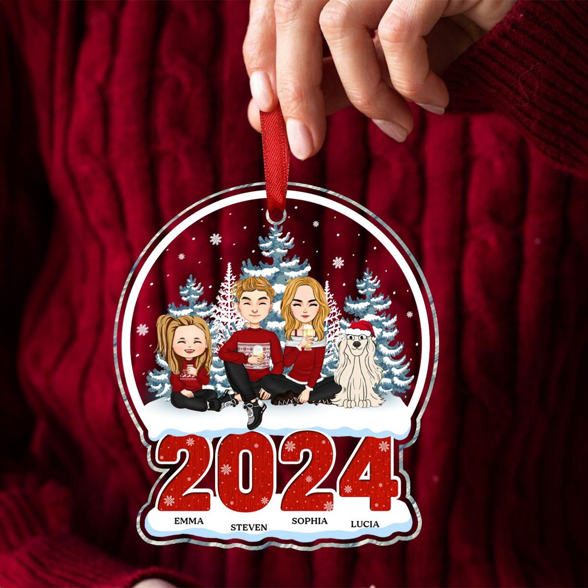 2024 Christmas Family A Whole Lot Of Love - Personalized Custom Shaped Acrylic Ornament